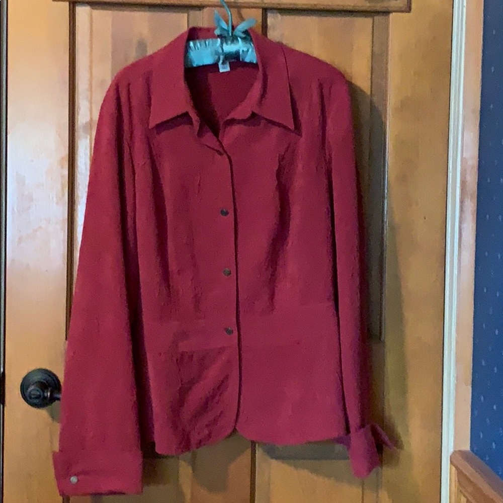 Coldwater Creek suede-like peplum blouse L